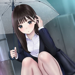 This is a pixiv picture whose title is 雨の日のOLさん.