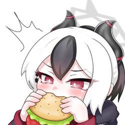 This is a pixiv picture whose title is ハンバーガー食べるの下手くそカヨコ.
