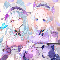 This is a pixiv picture whose title is お揃い衣装🤍💜.