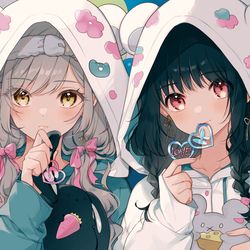 This is a pixiv picture whose title is おそろいパーカー.