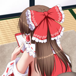 This is a pixiv picture whose title is こたつで寝落ち霊夢さん.