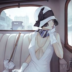 This is a pixiv picture whose title is 午後の車中.