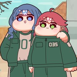 This is a pixiv picture whose title is ホロゲーム(イカゲーム2パロ).