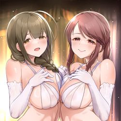 This is a pixiv picture whose title is 【401+】　「下着姿で営業ですか？」.