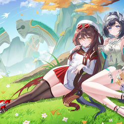 This is a pixiv picture whose title is （稿件）胡桃蓝砚全年龄.