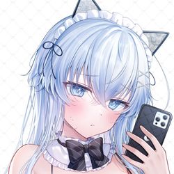 This is a pixiv picture whose title is 【今月のFANBOX絵】猫耳メイド月乃ちゃん.
