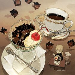 This is a pixiv picture whose title is 我慢の限界コーヒーゼリー.