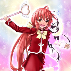 This is a pixiv picture whose title is 何故か届いた杖の魔力で徐々に魔法少女にTSする.