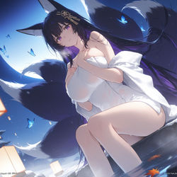 This is a pixiv picture whose title is 泡温泉的大狐狸.