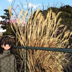 This is a pixiv picture whose title is 枯草と梅.