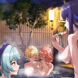 This is a pixiv picture whose title is 露天風呂.