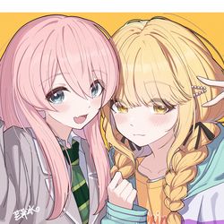 This is a pixiv picture whose title is 奶龙×粉色奶龙😠.