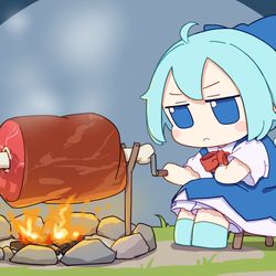 This is a pixiv picture whose title is 肉焼き.