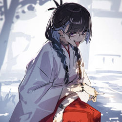 This is a pixiv picture whose title is 病んデレ巫女さん.