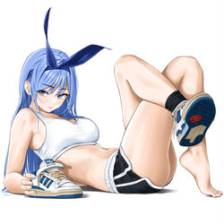 This is a pixiv picture whose title is crossed legs.