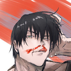 This is a pixiv picture whose title is 鼻血ぺろとーじくん.