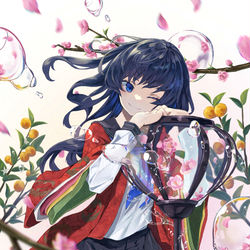 This is a pixiv picture whose title is 桃の幸せを桃花に乗せて.