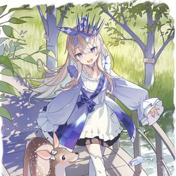 This is a pixiv picture whose title is アリスと小鹿.