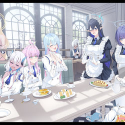This is a pixiv picture whose title is 連邦生徒会 Maid Cafe.