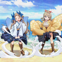 This is a pixiv picture whose title is 【リクエスト絵】モーレツな朝風＆旗風.