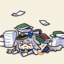 This is a pixiv picture whose title is やること山積みドッグ.