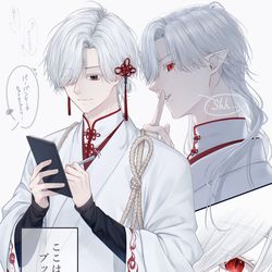 This is a pixiv picture whose title is ブックカフェの店員さん、実はヴァンパイア.