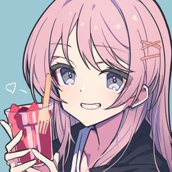 This is a pixiv picture whose title is 『途中でお腹空いていちご食べたよ🍓』.
