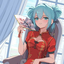 This is a pixiv picture whose title is チャイナ黒ニーソ初音ミクさん.