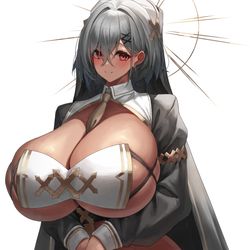 This is a pixiv picture whose title is 褐色娘　シスター！！.
