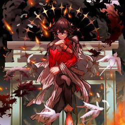 This is a pixiv picture whose title is 考える人.