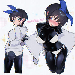 This is a pixiv picture whose title is リクエスト：更科瑠夏+ラバースーツに白水着.