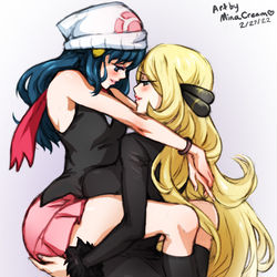 This is a pixiv picture whose title is Dawn x Cynthia.
