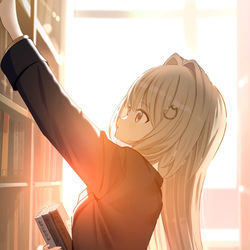 This is a pixiv picture whose title is 「普段は元気な後輩の真面目な一面」.