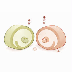 This is a pixiv picture whose title is 桜ロールと抹茶ロール.
