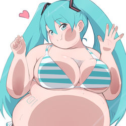 This is a pixiv picture whose title is ガラフにお肉押し付ける初音ニク.