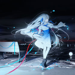 This is a pixiv picture whose title is 月与海的幻想.