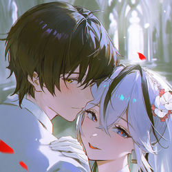 This is a pixiv picture whose title is 阿漂X椿（花嫁）.