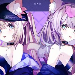 This is a pixiv picture whose title is 花園セレナさん＆美月ももさん ❥ 歌ってみたMVイラスト.