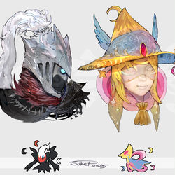 This is a pixiv picture whose title is ダークライ・クレセリアモチーフのヘッドギア.