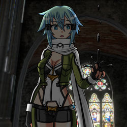 This is a pixiv picture whose title is Sinon's last scream.