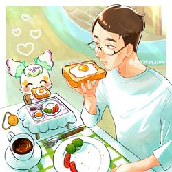 This is a pixiv picture whose title is 朝ごはん🍞🍳.