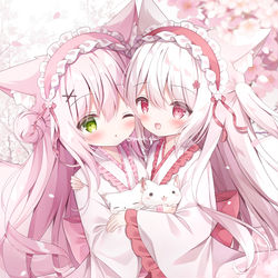 This is a pixiv picture whose title is 春色のもふもふ達.