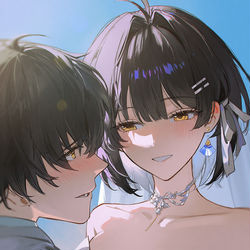 This is a pixiv picture whose title is 男漂x女漂（花嫁）.