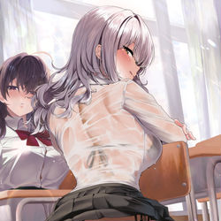This is a pixiv picture whose title is お尻を見せてくれるJK.