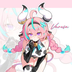 This is a pixiv picture whose title is 粉毛萌萌牛.