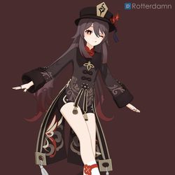This is a pixiv picture whose title is Hu Tao feet.