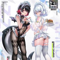 This is a pixiv picture whose title is DevilMaid Ellen & AngelMaid Anby.
