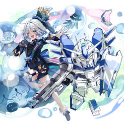 This is a pixiv picture whose title is Furina & Hi-nu Gundam.