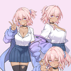 This is a pixiv picture whose title is March 7th tanned gyaru.