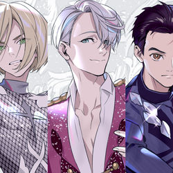 This is a pixiv picture whose title is Yuri on ICE.